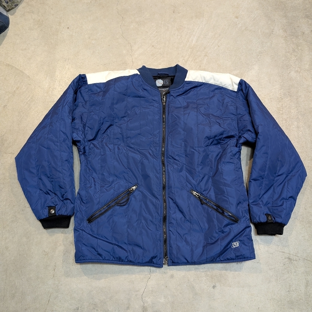 VTG Burton Convertible Insulator Liner Full Zip Blue White Pit Zip Ski Snowboard